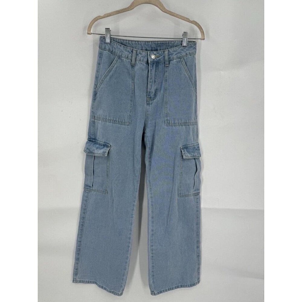 Cargo Jean Women‎ Small Light Blue Wash Denim Utility Y2K Grunge Retro Festival